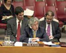 26 August 2003, Security Council, United Nations Headquarters, New York: Mr. Adolfo Aguilar Zinser (Mexico), addressing the Security Council on resolution 1502 entitled “Protection of United Nations personnel, associated personnel and humanitarian personnel in conflict zones”.