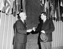25 April-26 June 1945 - San Francisco Conference, last public session: Edward R. Stettinius Jr. (left) and A. A. Gromyko.