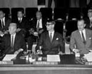 27 August 1964, First Session of the Special Committee on Principles of International Law concerning Friendly Relations and Co-operation among States, Mexico City, Mexico (left to right): Justice San Maung (Burma); Mr. Michael Cook (Australia); and Dr. Ricardo Colombo (Argentina).