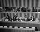8 March 1966, Special Committee on Principles of International Law Concerning Friendly Relations and Co-Operation among States, United Nations Headquarters, New York (at the table, left to right): C.A. Stavropoulos, Under-Secretary-General for Legal Affairs and United Nations Legal Counsel; United Nations Secretary-General U Thant, opening the meeting;   C. Baguinian, Director of the Codification Division of the Office of Legal Affairs, Committee Secretary; and G.W. Wattles, Deputy Director of the Codification Division, Assistant Secretary.