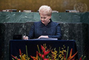 Lithuanian President Signs Paris Agreement on Climate Change, United Nations Headquarters, New York.