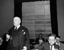25 April 1945 -
San Francisco Conference, meeting of Commission IV (Judicial Organization), Committee 1 (International Court of Justice) (left to right): Mr. Manuel C. Gallagher (Peru); Mr. John Halderman, Secretary of the Committee; and Mr. Norman Padelford, Executive Officer of the Committee. (Photo credit: UN Photo)