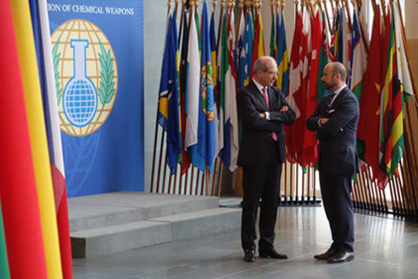 OPCW Director-General, Mr. Ahmet Üzümcü, with Mr. Serpa Soares