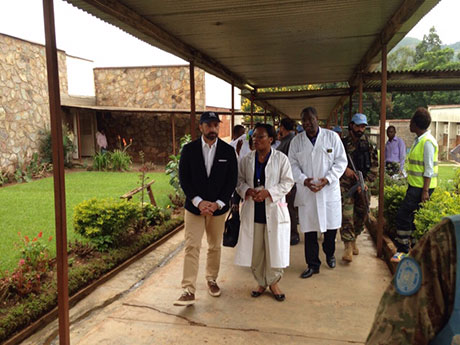 Mr. Serpa Soares visiting the Panzi Hospital in Bukavu with Dr. Mukwege and his staff