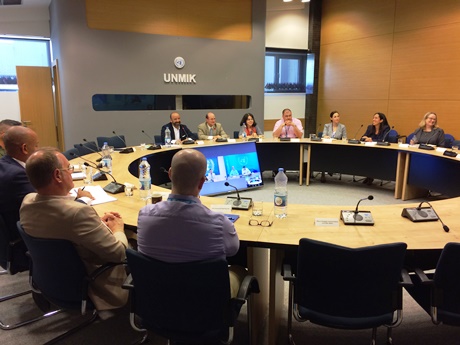 Mr. Serpa Soares and Mr. Coleman at a meeting with UNMIK Heads of Unit
