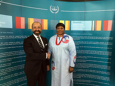 Mr. Serpa Soares, the UN Legal Counsel, with Ms. Bensouda, the ICC Prosecutor
