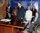 25 September 2007. Signing of the Convention on the Rights of Persons with Disabilities, United Nations Headquarters, New York. Mr. Omar Bongo Ondimba, President of Gabon, signing the Convention.
