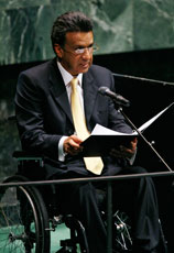 30 March 2007. Signing Ceremony, General Assembly Hall, United Nations Headquarters, New York. Mr. Lenin Moreno, Vice-president of Ecuador, speaking at the Signing Ceremony. 