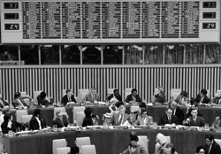 26 October 1973, View of the meeting of the Third Committee during one of the votes on the draft Convention on the Suppression and Punishment of the Crime of Apartheid.