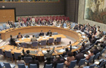 26 August 2003, Security Council, United Nations Headquarters, New York: a general view of the Security Council meeting as members voted unanimously to adopt resolution 1502 entitled “Protection of United Nations personnel, associated personnel and humanitarian personnel in conflict zones”.