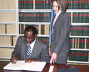 27 February 2006, Signing the Optional Protocol to the Convention on the Safety of United Nations and Associated Personnel, United Nations Headquarters, New York: Mr. Fernand Poukre-Kono (Central African Republic), signing the Protocol.