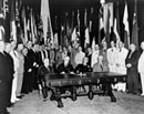 1 January 1942, First Washington Conference, Washington DC: The United Nations formally pledged themselves to cooperate for victory and to adhere to the Atlantic Charter.