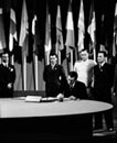 26 June 1945 - San Francisco Conference, signing ceremony of the United Nations Charter, Veterans' War Memorial Building: Andrei A. Gromyko, Ambassador to the United States, member of the Delegation from the Union of Soviet Socialist Republics.
