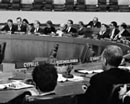 2 April 1962 United Nations Committee on Defining Aggression, United Nations Headquarters, New York (at the desk in the background, from left to right): Mr. Charles Phelps Noyes (United States of America); Mr. C. T. Crowe (United Kingdom); Mr. Platon D. Morozov (USSR); Mr. Jacinto Borja (Philippines); and Mr. Cesar Quintero (Panama).