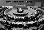 12 April 1974, The Special Committee on the Definition of Aggression approved by consensus a draft definition of aggression. A general view of the meeting held at the Headquarter of the United Nations, New York.