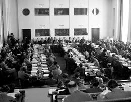 16 May 1951, Opening meeting of the third session of the International Law Commission at the Palais des Nations, Geneva. Among the more important agenda items was the question of a definition of aggression.