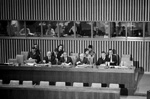 8 March 1966 -
Special Committee on Principles of International Law Concerning Friendly Relations and Co-Operation among States, United Nations Headquarters, New York (at the table, left to right): C.A. Stavropoulos, Under-Secretary-General for Legal Affairs and United Nations Legal Counsel; United Nations Secretary-General U Thant, opening the meeting; C. Baguinian, Director of the Codification Division of the Office of Legal Affairs, Committee Secretary; and G.W. Wattles, Deputy Director of the Codification Division, Assistant Secretary.