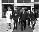 22 April 1968, The International Conference on Human Rights, New Majlis Building, Teheran (left to right): Her Imperial Majesty, the Empress Farah; His Imperial Majesty, Shah Mohammed Reza Pahlevi of Iran; Secretary-General U Thant; and Mr.Giorgio Pagnanelli, United Nations Human Rights Officer, Department of Economic and Social Affairs.