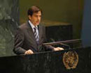 13 September 2007, Sixty-first Session of the General Assembly, United Nations Headquarters, New York: Mr. Luis Enrique Chávez Basagoitia (Peru) introducing the draft resolution containing the United Nations Declaration on the Rights of Indigenous Peoples. 