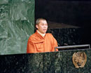 10 December 1992, Forty-seventh session of the General Assembly, United Nations Headquarters, New York: Mr. Bimal Bhikkhu, Buddhist monk from the Chakma tribes of the Chittagong Hill Tracts of Bangladesh, addressing the General Assembly at the special meeting held to inaugurate the International Year of the World's Indigenous People. 