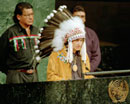 10 December 1992, Forty-seventh session of the General Assembly, United Nations Headquarters, New York: Mr. Ovide Mercredi, member of the Assembly of First Nations, addressing the General Assembly at the special meeting held to inaugurate the International Year of the World's Indigenous People. 