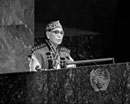 10 December 1992, Forty-seventh session of the General Assembly, United Nations Headquarters, New York: Mr. Ciichi Nomura, President of the Ainu Association of Hokkaido, addressing the General Assembly at the special meeting held to inaugurate the International Year of the World's Indigenous People. 