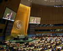 20 December 2006, Sixty-first Session of the General Assembly, United Nations Headquarters, New York: general view of the session at which the annual report of the Human Rights Council containing a draft declaration on the rights of indigenous peoples was reviewed.