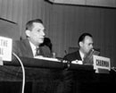 1 March 1958, United Nations Conference on the Law of the Sea, meeting of the Third Committee, Geneva, Switzerland: Mr. Carlos Sucre C. (Panama), Chairman of the Third Committee (left), and Mr. P. Raton, Secretary of the Committee. 