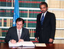 12 January 2006, Signing of the International Convention for the Suppression of Acts of Nuclear Terrorism, United Nations Headquarters, New York: Mr. Juan Manuel Gomez Robledo (Mexico), signing the Convention. 