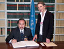 5 May 2006, Signing of the International Convention for the Suppression of Acts of Nuclear Terrorism, United Nations Headquarters, New York: Mr. Nurbek Jeenbaev (Kyrgyz Republic), signing the Convention.