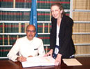 24 July 2006, Signing of the International Convention for the Suppression of Acts of Nuclear Terrorism, United Nations Headquarters, New York: Mr. Nirupam Sen (India), signing the Convention.
