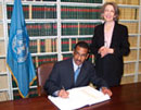 5 December 2006, Signing of the International Convention for the Suppression of Acts of Nuclear Terrorism, United Nations Headquarters, New York: Mr. Raymond O. Wolfe (Jamaica), signing the Convention.  