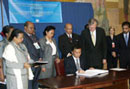 24 September 2003, Ratification of the International Convention for the Suppression of the Financing of Terrorism, United Nations Headquarters, New York: Mr. Marc Ravalomanana (seated), President of the Republic of Madagascar, ratifying the Convention, among other instruments.