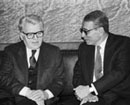 26 December 1992, Geneva, Switzerland: Secretary-General Boutros Boutros-Ghali (right), meeting with Mr. Dobrica Cosic, President of the Federal Republic of Yugoslavia (Serbia and Montenegro). 