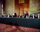 17 November 1993, Inauguration of the International Criminal Tribunal for the former Yugoslavia, Peace Palace, The Hague, The Netherlands: the 11 judges of the Tribunal. 