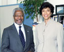 18 May 1999, The Hague, The Netherlands: Secretary-General Kofi Annan (left) meeting with Judge Gabrielle Kirk McDonald, President of the International Criminal Tribunal for the former Yugoslavia.