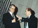 1 December 1997 - Third Session of the Conference of the Parties of the United Nations Framework Convention on Climate Change (UNFCCC - COP3), Kyoto, Japan: Mr. Michael Zammit Cutajar (left), Executive Secretary of the Climate Change Convention, and Mr. Rinley Kinley, Secretary of the Committee of the Whole.