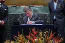 Colombian President Signs Paris Agreement on Climate Change, United Nations Headquarters, New York. 
