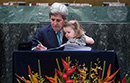 United States Secretary of State Signs Paris Agreement on Climate Change, United Nations Headquarters, New York.