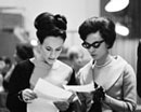6 December 1966 Twenty-first Session of the General Assembly, meeting of the Third Committee on the Report of the High Commissioner for Refugees, United Nations Headquarters, New York: Mrs. Abdellahi Ould Daddah (Mauritania) (left) and Mrs. Lucile Ramaholimihasc (Madagascar). 