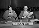 14 May 1947, Third meeting of the Committee on the Progressive Development of International Law and its Codification, Lake Success, New York: Mr. Leroy Beaulieu (France, left) and Prof. Henri Donnedieu De Vabres (France). 