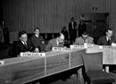 14 May 1947, Third meeting of the Committee on the Progressive Development of International Law and its Codification, Lake Success, New York (at the table, from left to right): Prof. P.C. Jessup (USA); Mr. Erik Sjoborg (Sweden) and Prof. Alexander Rudzinski (Poland). 