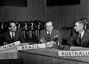 14 May 1947, Third meeting of the Committee on the Progressive Development of International Law and its Codification, Lake Success, New York (at the table, from left to right): Dr. Shu-hai Hsu (China); Dr. Gilbero Amado (Brazil) and Dr. W.A. Wynno (Australia). 
