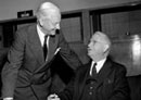 12 May 1949, First session of the International Law Commission, Lake Success, New York: Dr. Manly O. Hudson (USA), Chairman of the Commission (right) and Justice A.E.F. Sandstrom (Sweden). 