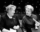 10 September 1962 Second session of the United Nations Committee on the Peaceful Uses of Outer Space, United Nations Headquarters, New York: Miss. J.A.C. Gutteridge (United Kingdom) (left) and Ambassador Agda Rossel (Sweden), Permanent Representative to the United Nations. 