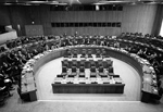 9 September 1963 Fourth Session of the United Nations Committee on the Peaceful Uses of Outer Space, United Nations Headquarters, New York: a general view of the conference room during the meeting. 