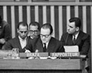 22 November 1963 Meeting of the Committee on the Peaceful Uses of Outer Space, United Nations Headquarters, New York: Mr. Geraldo de Carvalho Silos, Rapporteur of the Committee on the Peace Uses of Outer Space. 