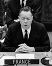 17 December 1966 First Committee, United Nations Headquarters, New York: Mr. Roger Seydoux (France), addressing the Committee on the Draft Treaty on Exploration and Uses of Outer Space. 
