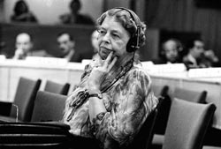Eleanor Roosevelt in a session of the Commission on Human Rights