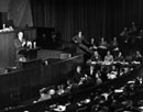 19 September 1950 Fifth Session of United Nations General Assembly, Flushing Meadows, New York: Mr. Dean Acheson, US Secretary of State, making his statement on the opening day. 